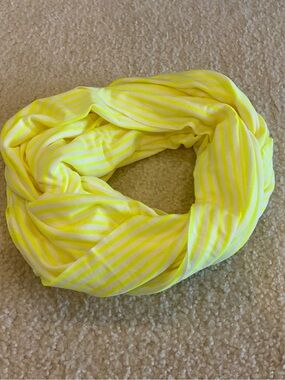 GAP Neon Yellow and White Striped Infinity Scarf